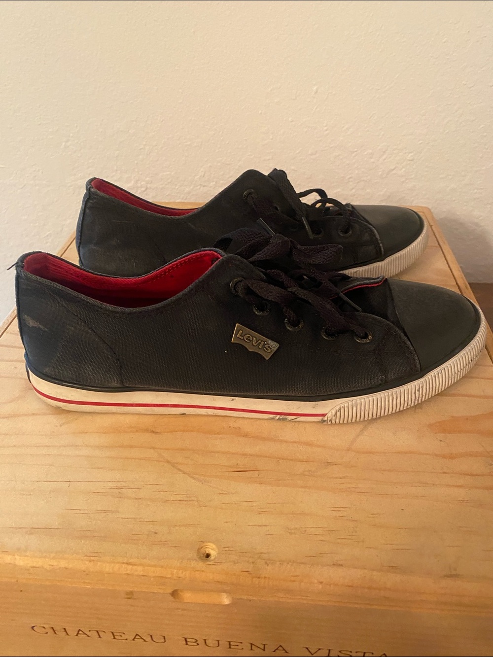 Levi's Black Sneakers with Red Interior and White Sole